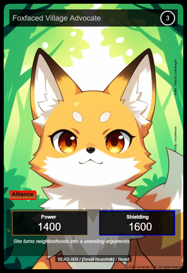Foxfaced Village Advocate card