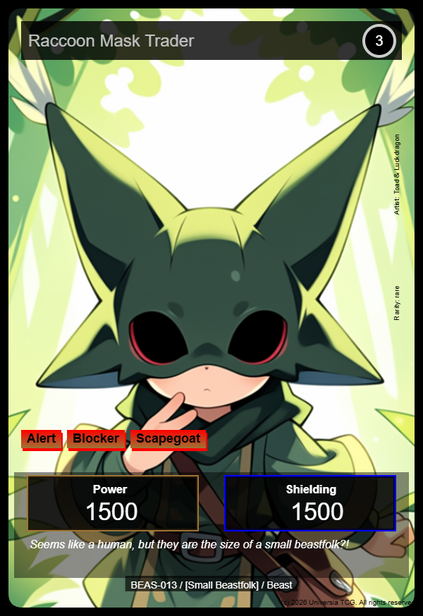 Raccoon Mask Trader card