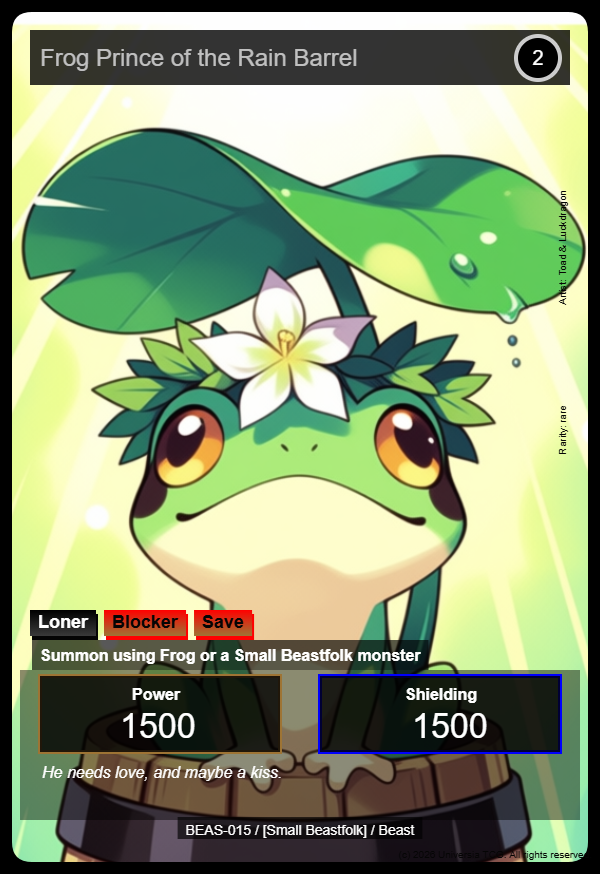 Frog Prince of the Rain Barrel card