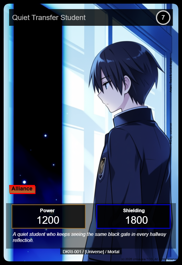 Quiet Transfer Student card