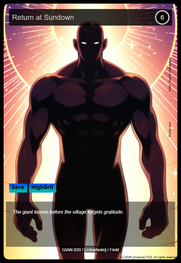 Return at Sundown card