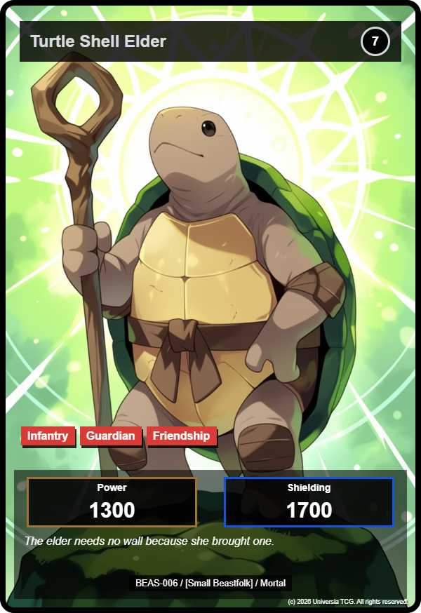 Turtle Shell Elder card showing Infantry + Guardian