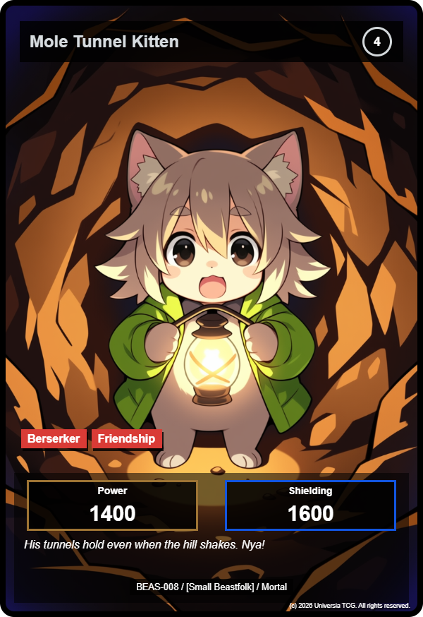 Mole Tunnel Kitten card