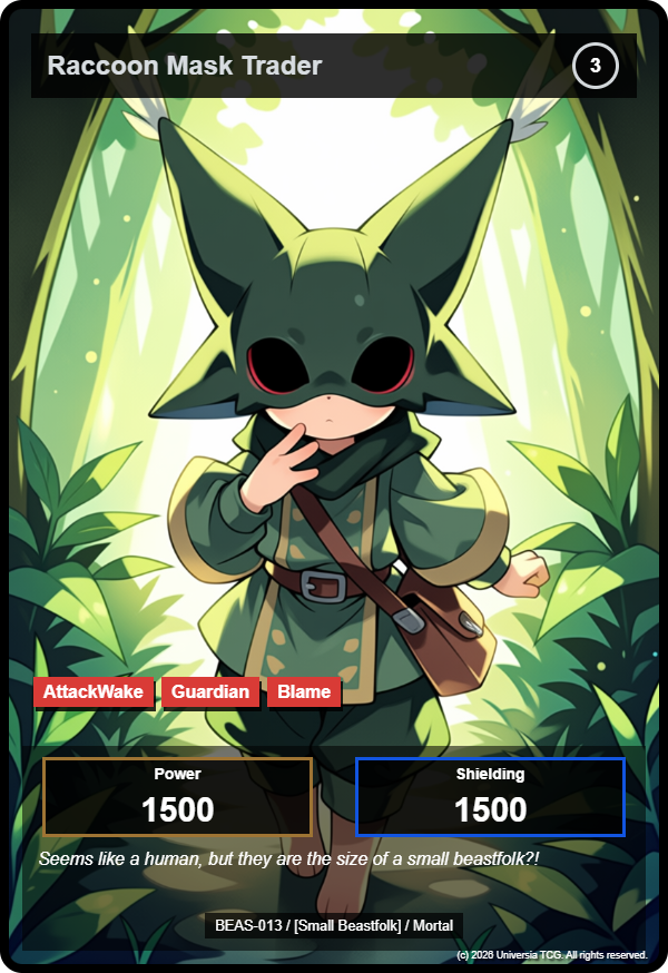 Raccoon Mask Trader card