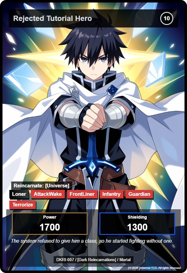 Rejected Tutorial Hero card