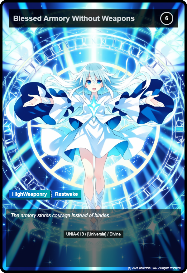 Blessed Armory Without Weapons card