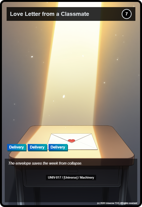 Love Letter from a Classmate card