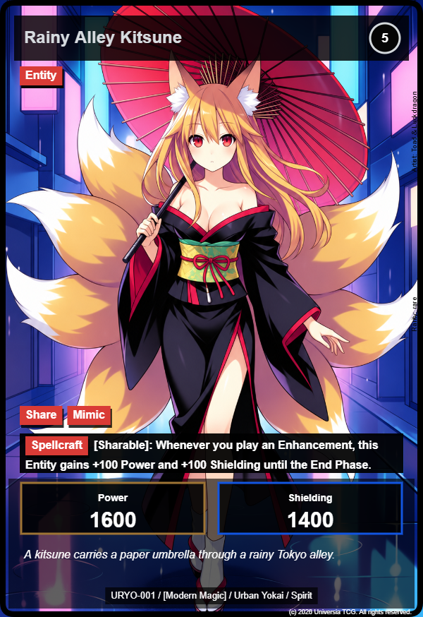 Rainy Alley Kitsune card