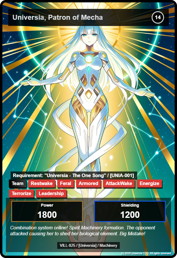 Universia, Patron of Mecha card